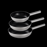 VEYUNA Fry Pan Set, 3-Piece Ceramic Nonstick Stainless Steel for Food Prep