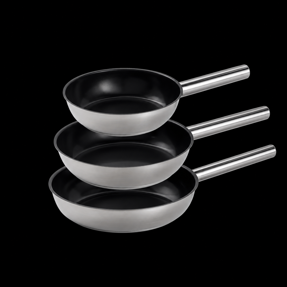 VEYUNA Fry Pan Set, 3-Piece Ceramic Nonstick Stainless Steel for Food Prep