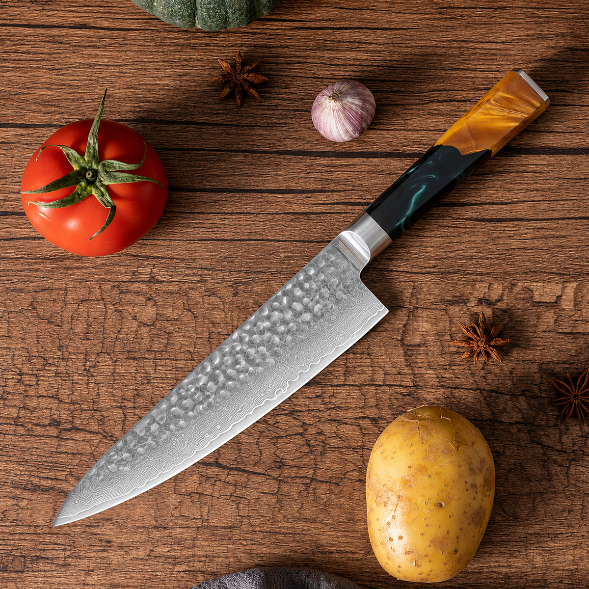 VEYUNA 2-Piece Chef Knife Set - Damascus Steel Food Prep Knives