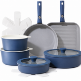 VEYUNA Ceramic Cookware Set 17-Piece, Nonstick, Detachable Handle, Meal Prep