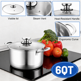 VEYUNA Stock Pot – 5.8L Tri-Ply Stainless Steel with Lid for Food Prep
