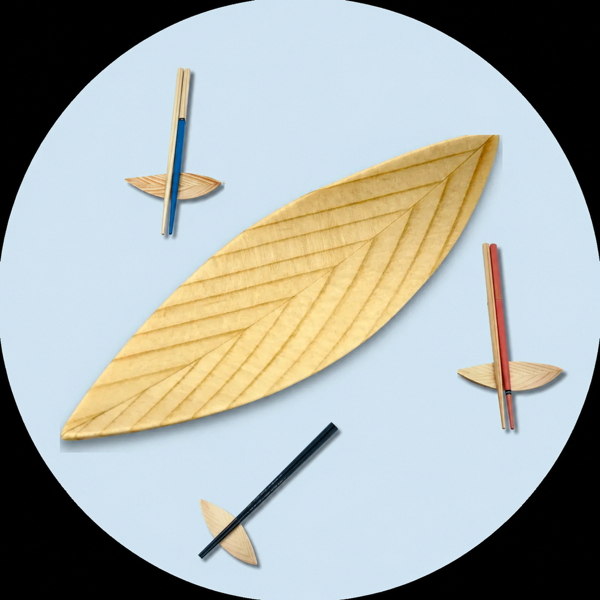 VEYUNA Chopstick Rests - Eco-Friendly Wooden Leaf Holders for Food Prep