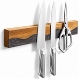 VEYUNA Magnetic Knife Holder – 16-Inch Acacia Wood Strip for Food Prep Tools