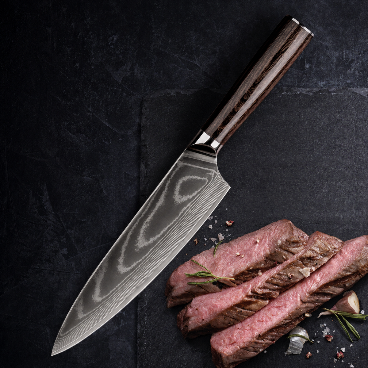 VEYUNA Chef Knife - 8Cr18MoV Steel Core, Pakkawood Handle for Food Prep