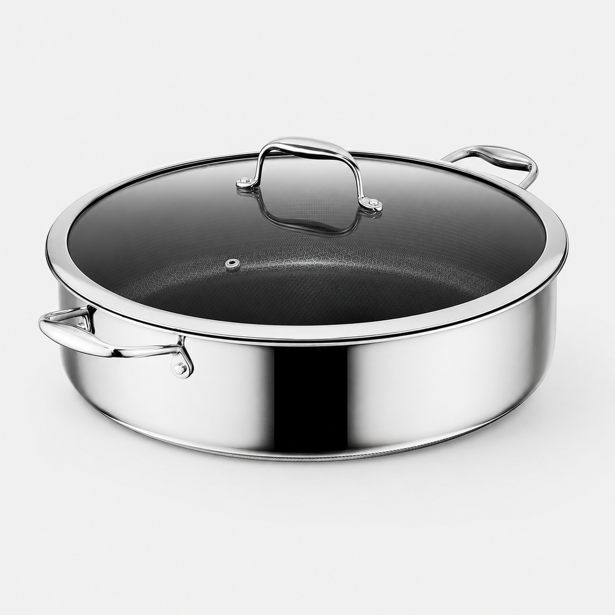 VEYUNA 3L Hybrid Nonstick Deep Sauté Pan with Lid - Induction Food Prep
