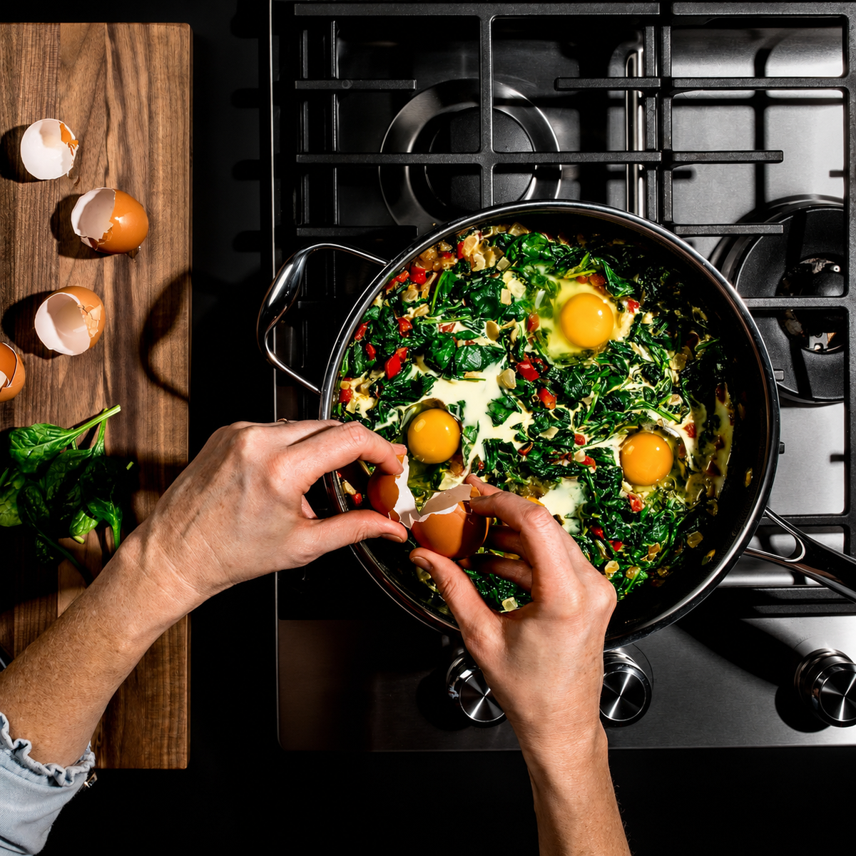 VEYUNA 3L Hybrid Nonstick Deep Sauté Pan with Lid - Induction Food Prep