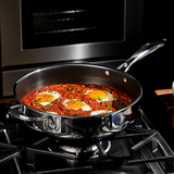 VEYUNA 3L Hybrid Nonstick Deep Sauté Pan with Lid - Induction Food Prep