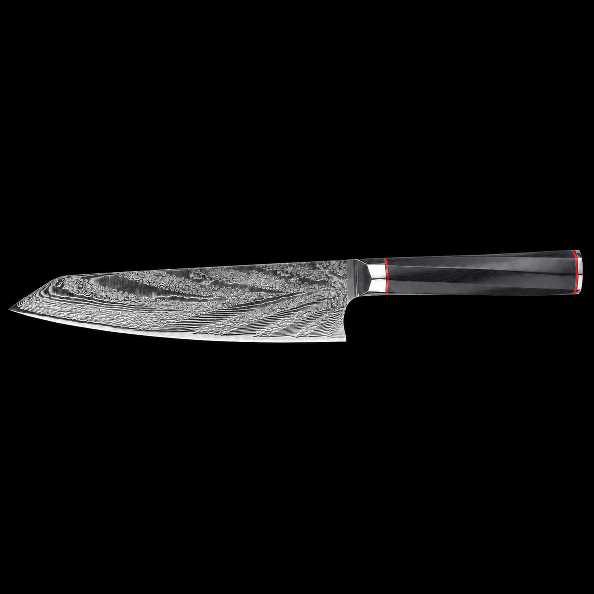 VEYUNA 5-Piece Knife Set - 4 Damascus Knives, Magnetic Wood Block, Food Prep