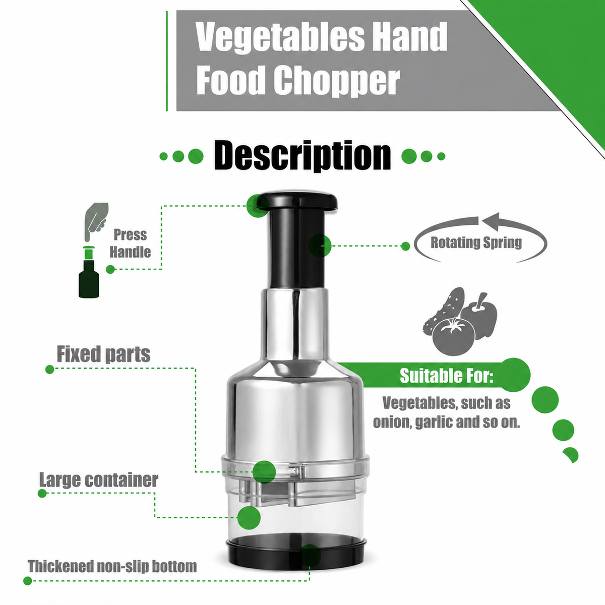 VEYUNA Manual Food Chopper & Vegetable Dicer, Meal Prep Slicer & Cutter