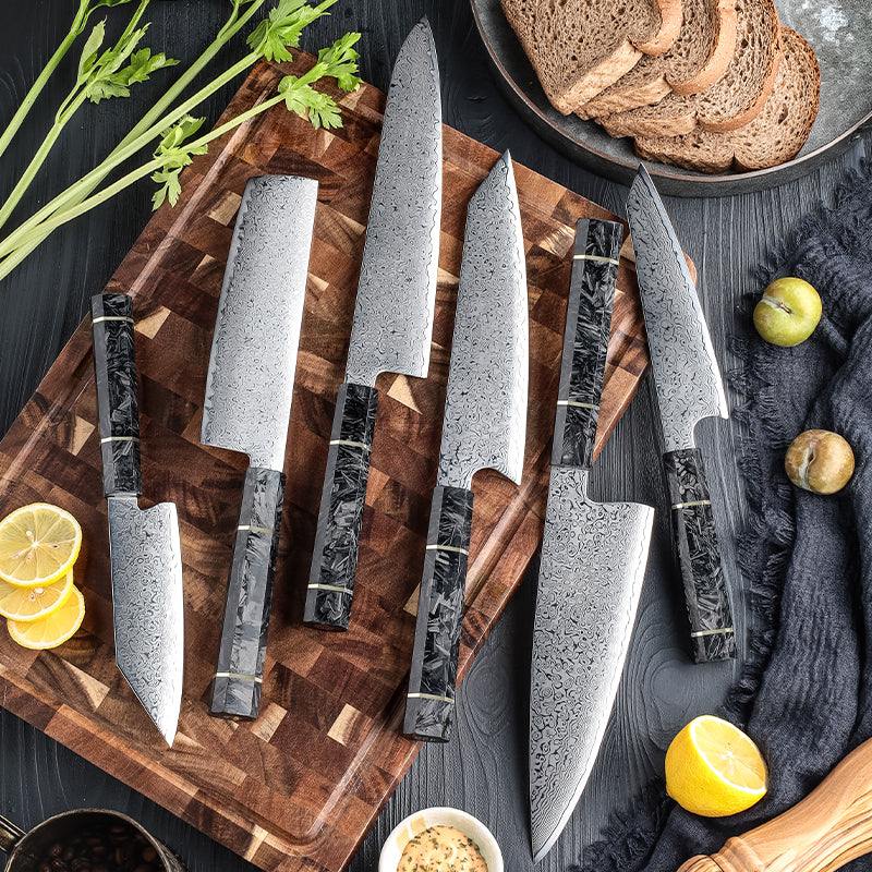 VEYUNA Damascus Knife Set – 6-Piece High-Carbon Steel Food Prep Knives