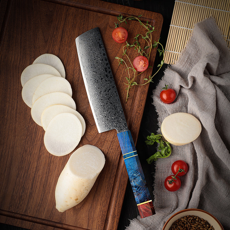 VEYUNA Nakiri Knife – 7-Inch Damascus Steel Food Prep Knife for Vegetables