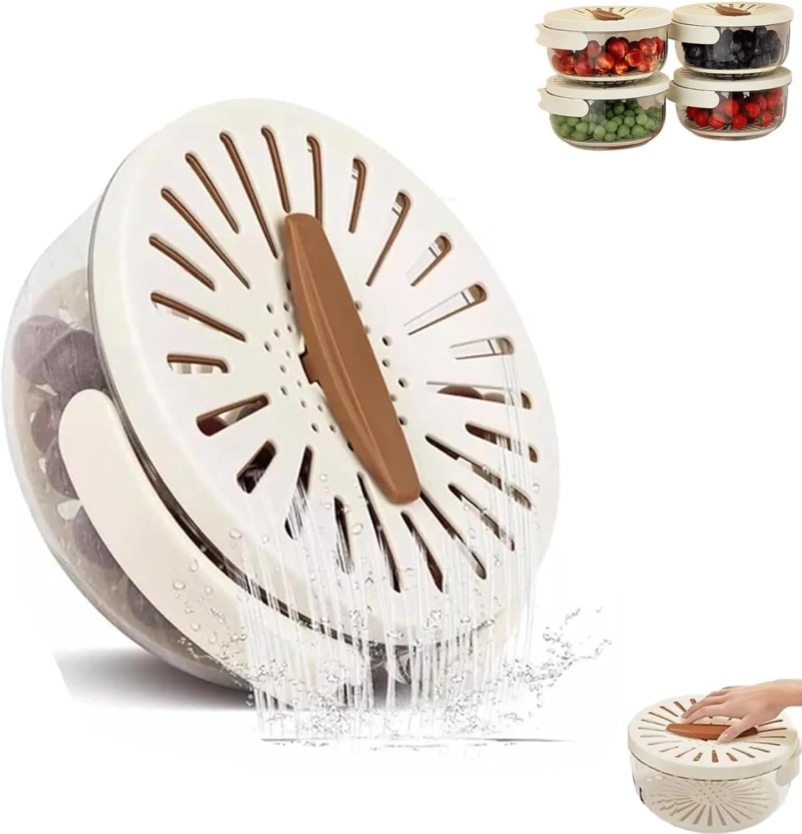 VEYUNA 2-in-1 Food Storage Basket, Drain & Fresh-Keeping Container