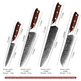 VEYUNA Damascus Knife Set – 4-Piece High-Carbon Steel Food Prep Knives