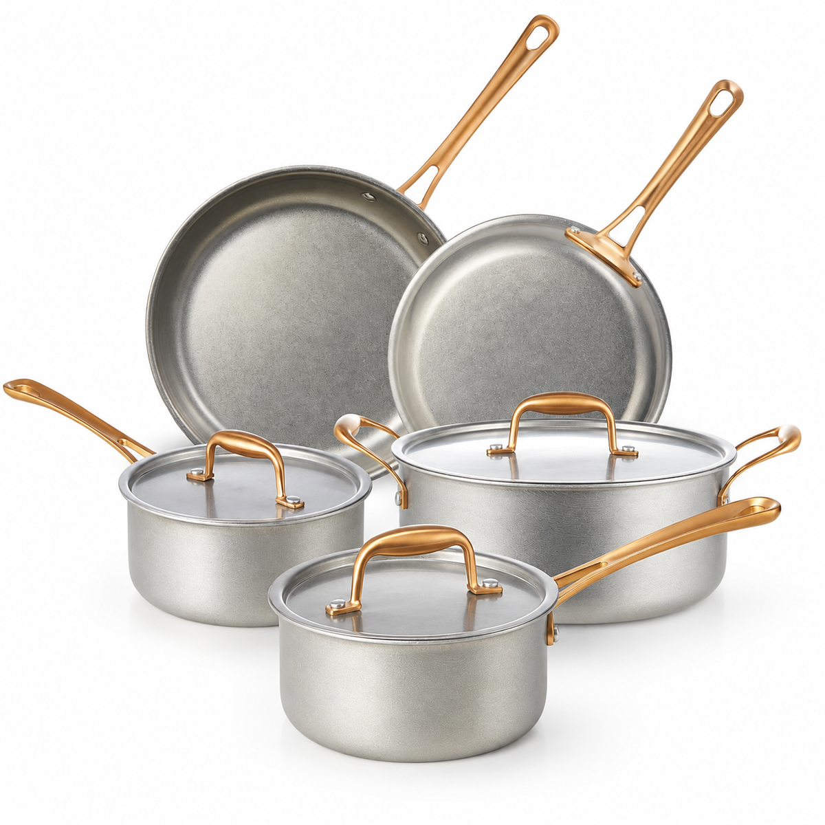 VEYUNA 8-Piece Stainless Steel Cookware Set, Non-Toxic, Meal Prep, Induction Safe