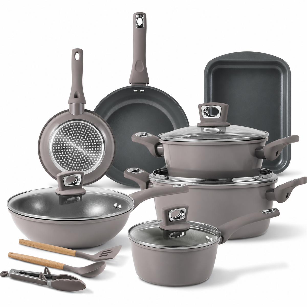 VEYUNA 19-Piece Nonstick Cookware Set, Induction Safe, Meal Prep, Pots & Pans
