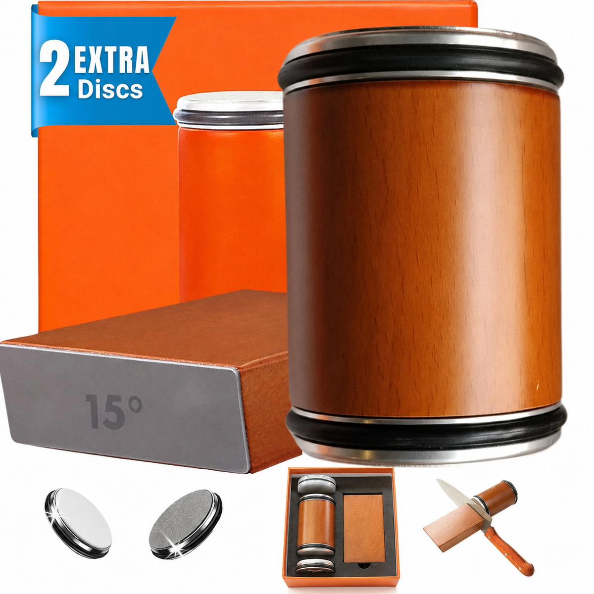 VEYUNA Rolling Knife Sharpener - 15° & 20° Guides for Food Prep Knives