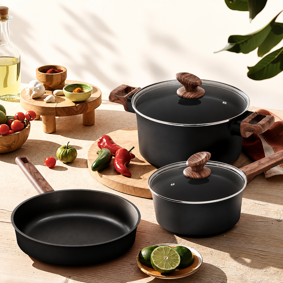 VEYUNA Cookware Set 10pc Nonstick Induction Pans, Non-Toxic Meal Prep