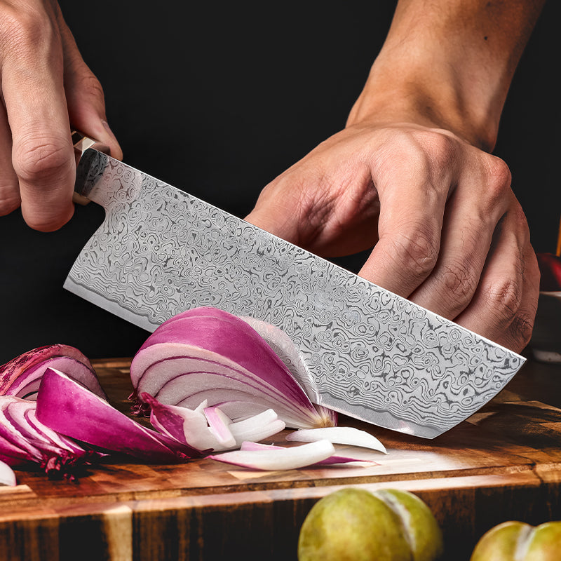 VEYUNA Nakiri Knife – 7-Inch 67-Layer Damascus Steel Food Vegetable Chopper