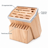VEYUNA Universal Knife Block, 23-Slot Wood Kitchen Knife Storage Organizer