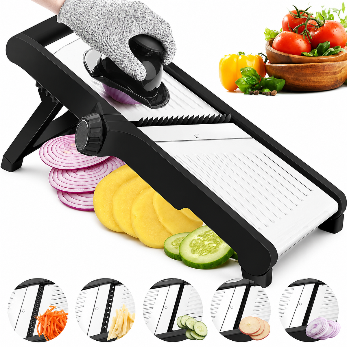 VEYUNA Mandoline Slicer, Adjustable Stainless Steel Vegetable Cutter for Meal Prep