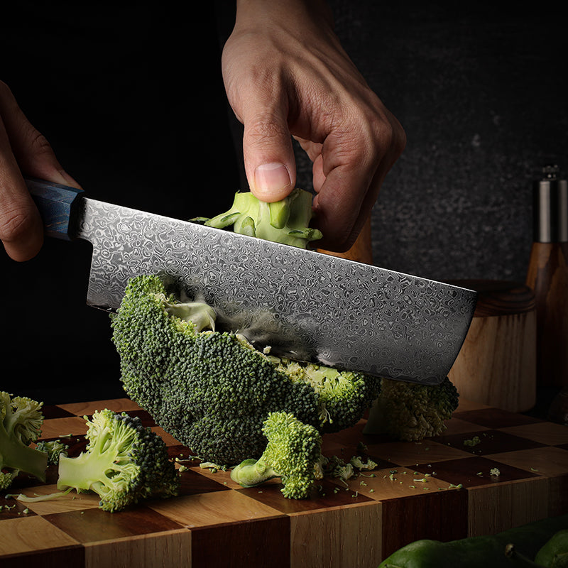 VEYUNA Nakiri Knife – 7-Inch Damascus Steel Food Prep Knife for Vegetables