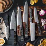 VEYUNA Damascus Knife Set – 6-Piece High-Carbon Steel Food Prep Knives