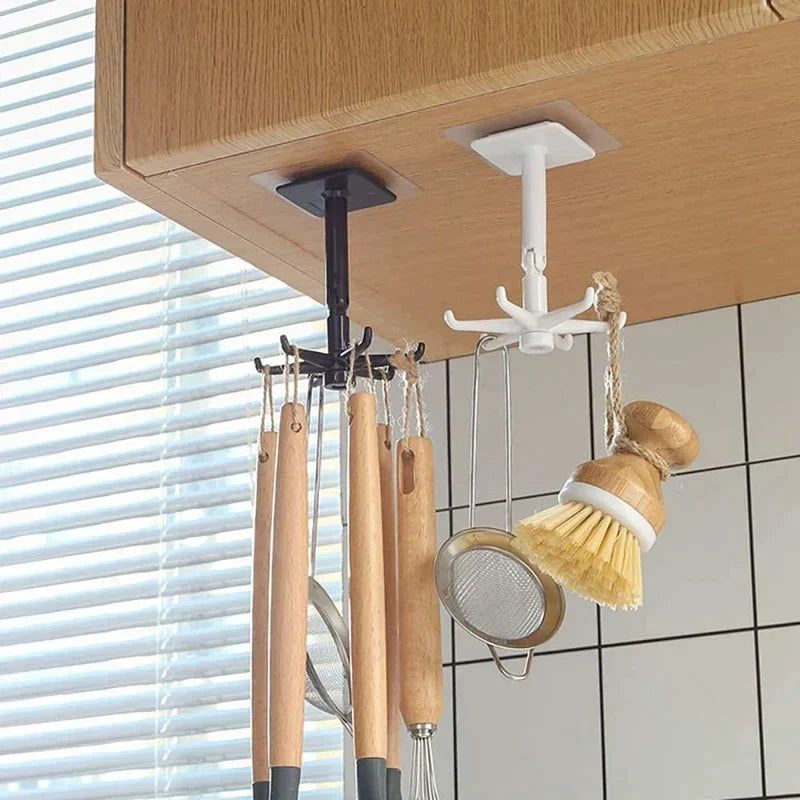VEYUNA 360° Rotating Utility Hook, Self-Adhesive Kitchen Storage Organizer