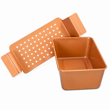 VEYUNA Meatloaf Pan, Nonstick Copper Bakeware with Drain Tray for Meal Prep