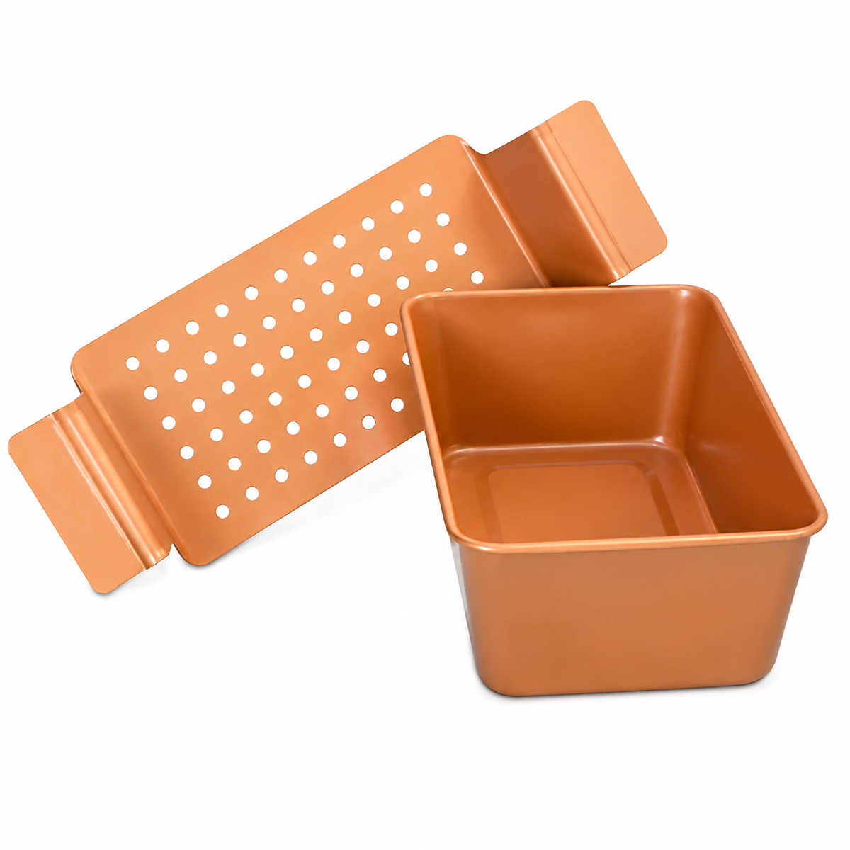 VEYUNA Meatloaf Pan, Nonstick Copper Bakeware with Drain Tray for Meal Prep