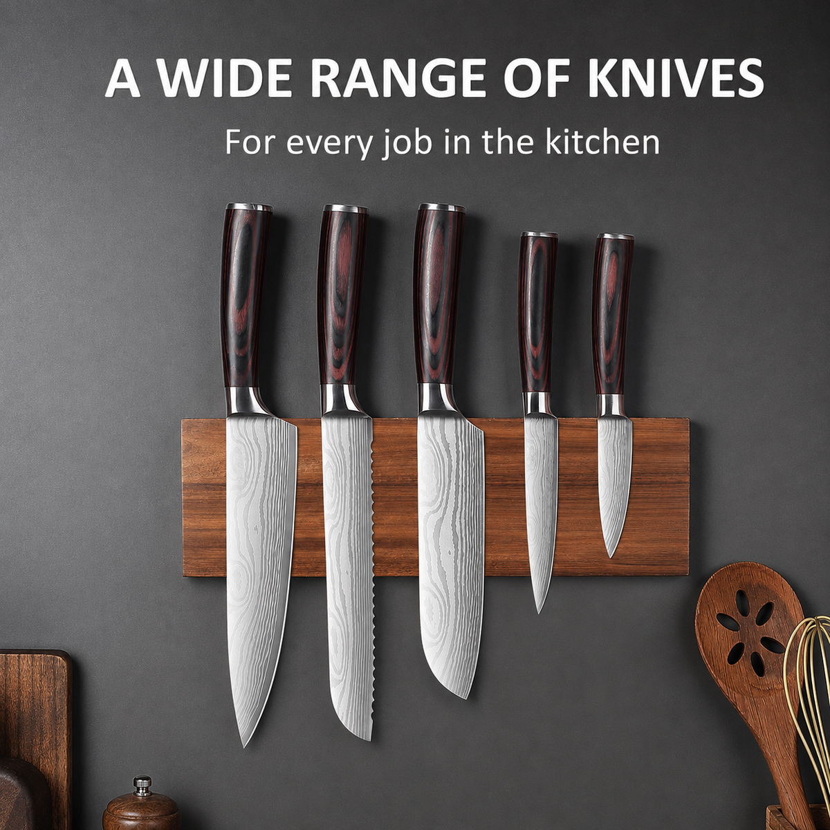 VEYUNA 5-Piece Japanese Knife Set - High-Carbon Steel Food Prep Knives