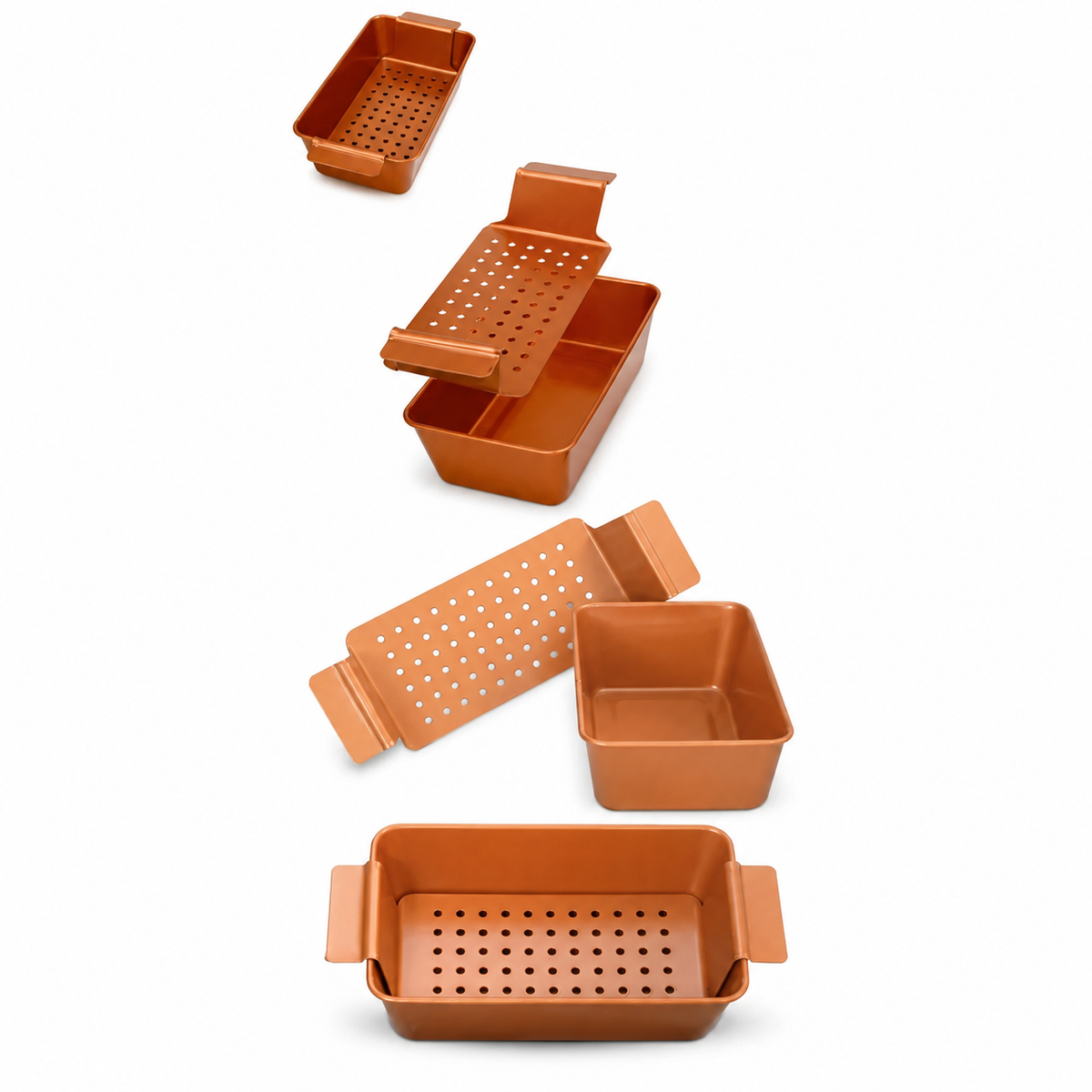 VEYUNA Meatloaf Pan, Nonstick Copper Bakeware with Drain Tray for Meal Prep