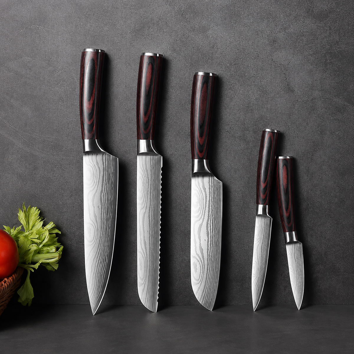 VEYUNA 5-Piece Japanese Knife Set - High-Carbon Steel Food Prep Knives