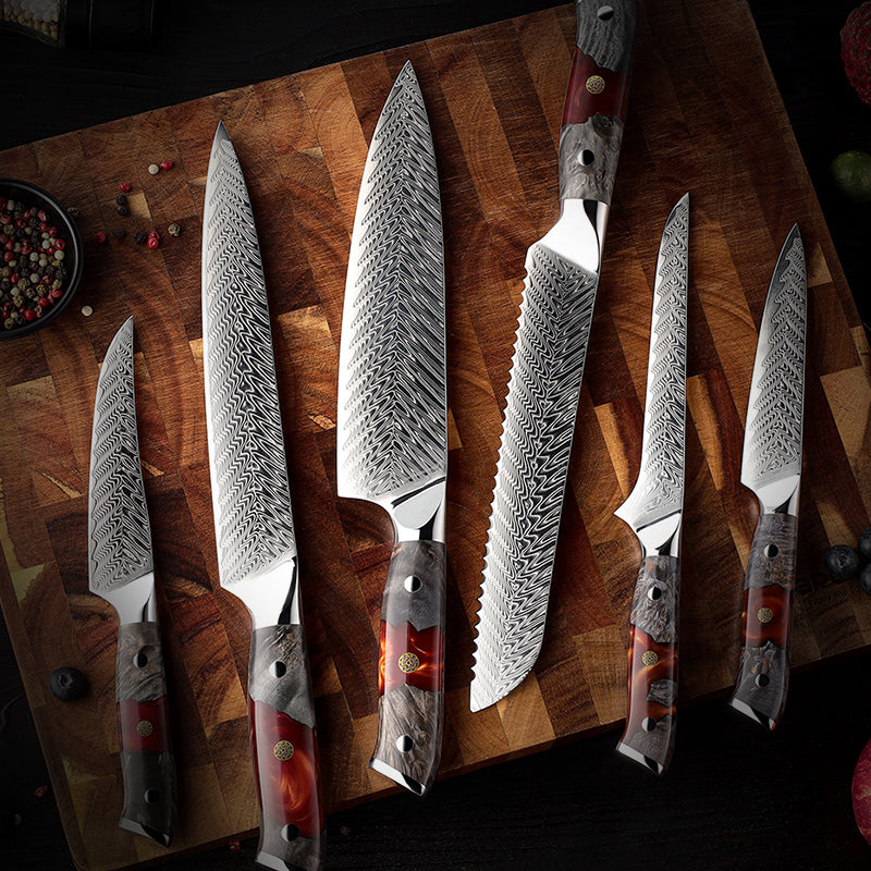VEYUNA Knife Set – 8-Piece Damascus Steel Food Prep Set for Meat, Fish & Vegetables