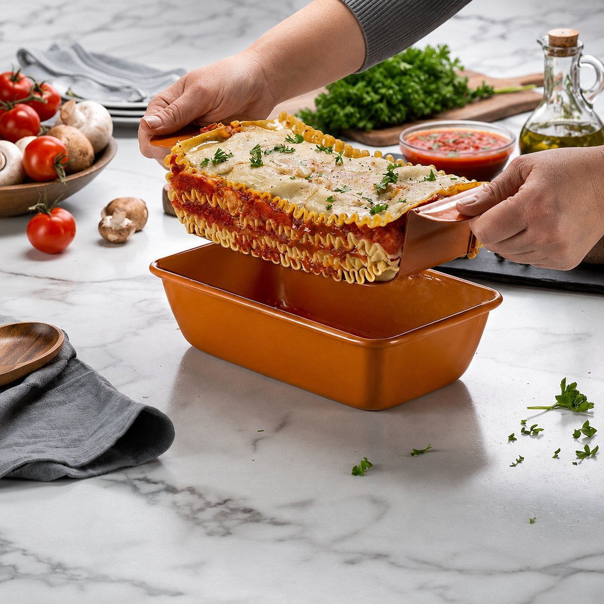 VEYUNA Meatloaf Pan, Nonstick Copper Bakeware with Drain Tray for Meal Prep
