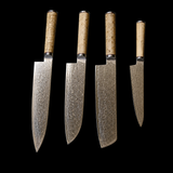 VEYUNA 2-Piece Japanese Knife Set - Damascus Steel, Wood Handles, Food Prep