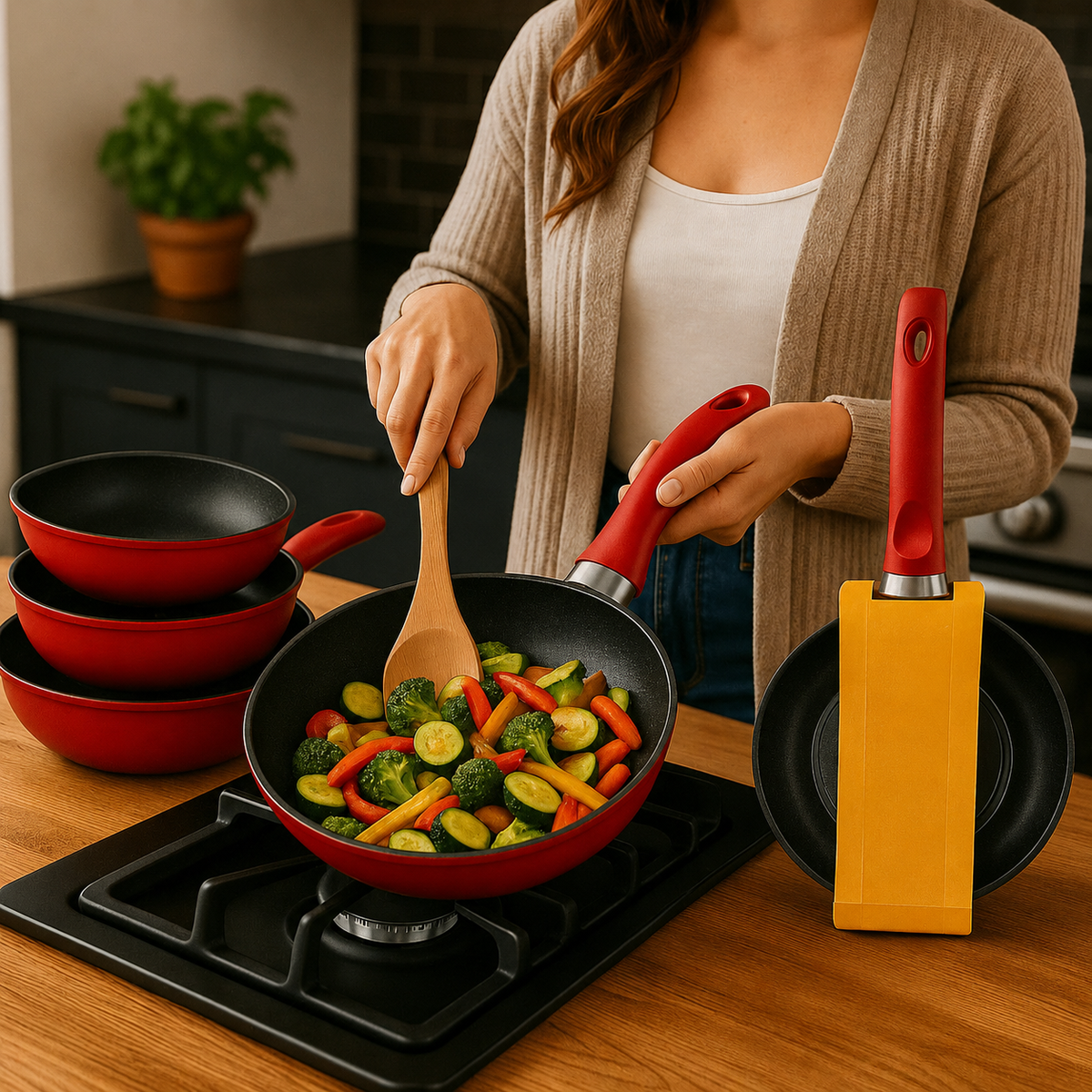 VEYUNA Marble Frying Pan Set 3-Piece – Nonstick Cookware for Healthy Food Prep