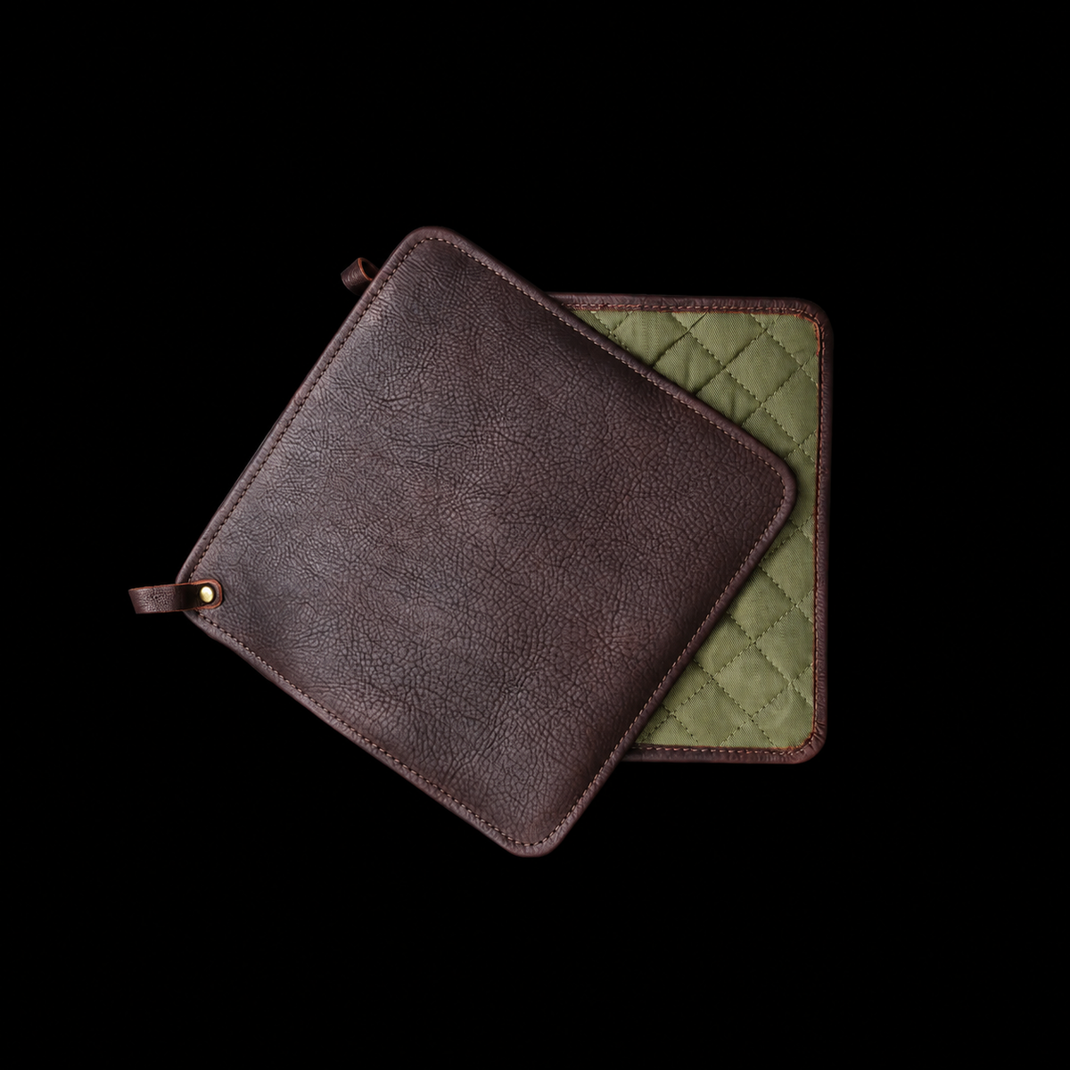 VEYUNA Leather Potholder Set - 2-Piece Dark Brown Heat Protection for Food Prep