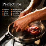 VEYUNA Titanium Hammered Pan Set - 6-Piece Cookware with Lids for Food Prep