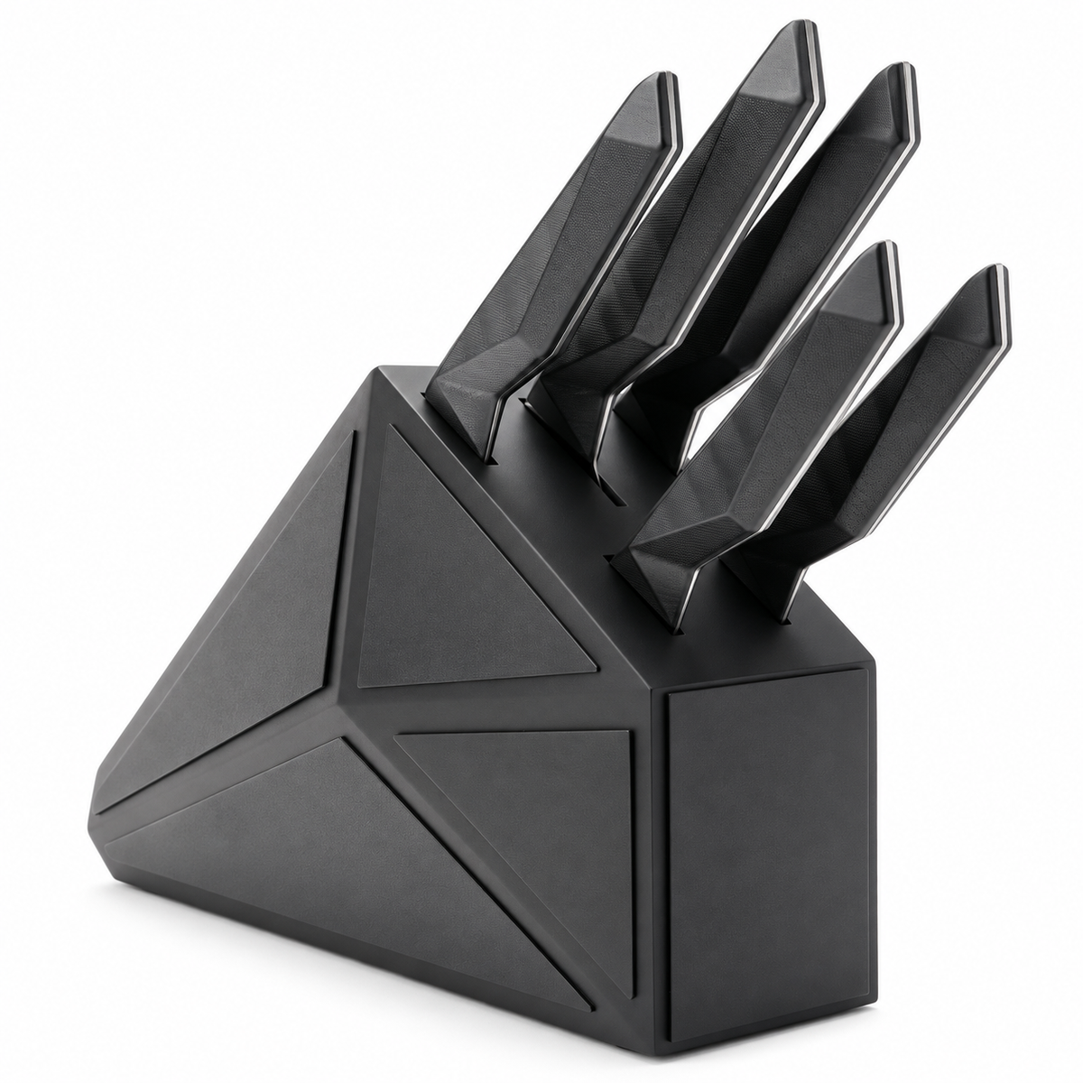 VEYUNA 5-Piece Knife Block Set, Shadow Black, High Carbon Steel, NSF Certified