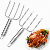 VEYUNA Turkey Lifter Forks, 2-Pack Stainless Steel Roast Carving Tools for Meal Prep