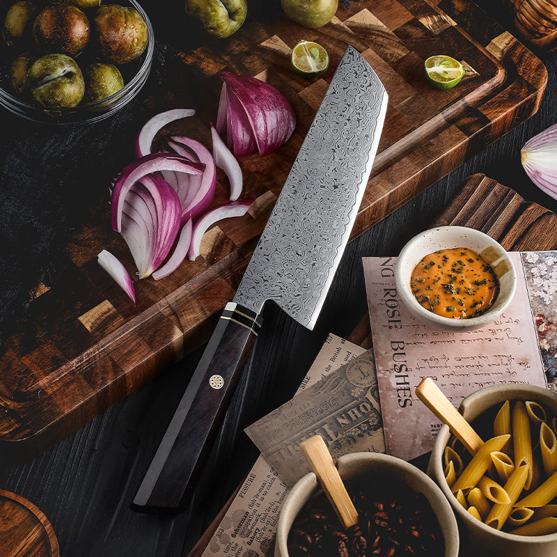 VEYUNA Nakiri Knife – 7-Inch 67-Layer Damascus Steel Food Vegetable Chopper