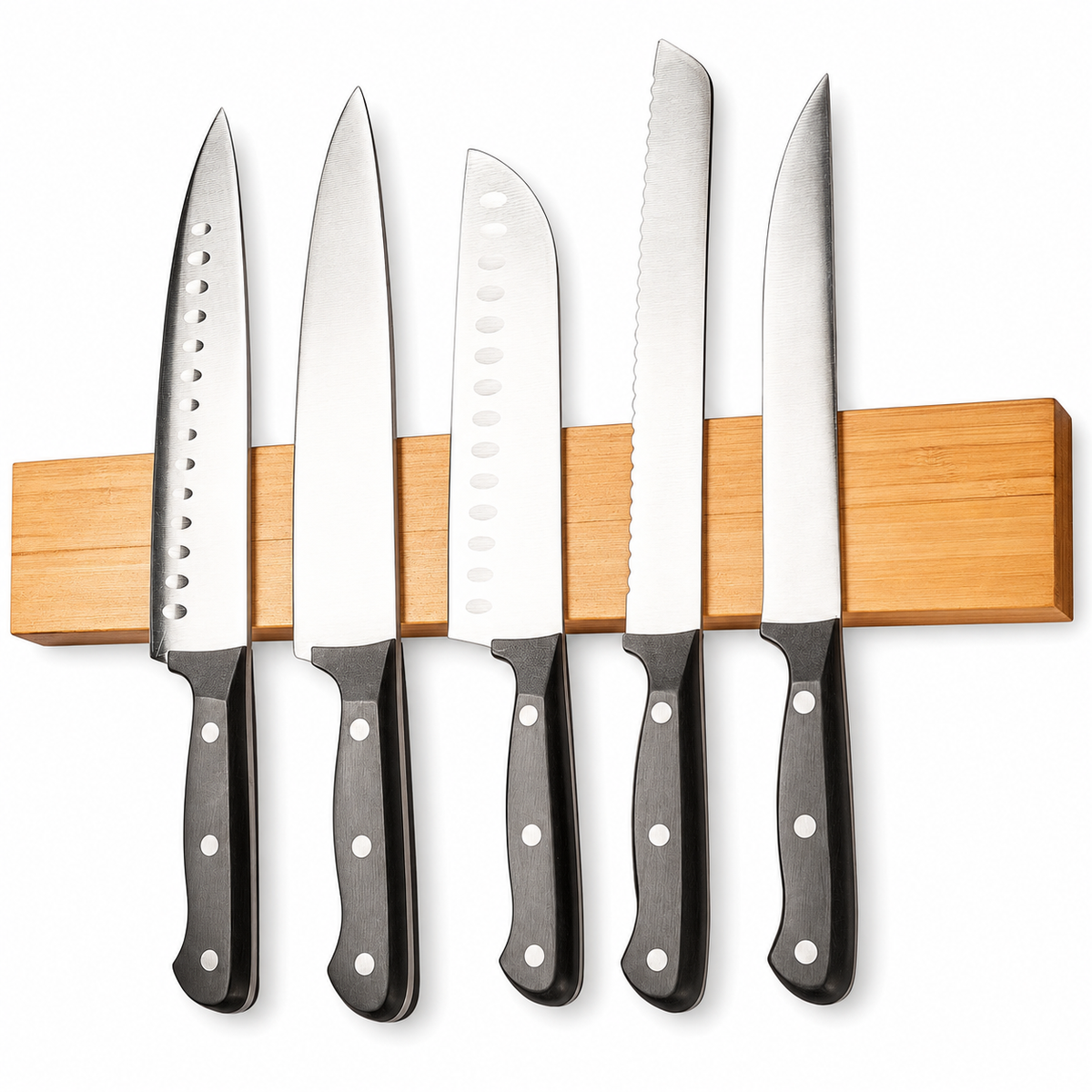 VEYUNA Magnetic Knife Holder – 16-Inch Bamboo Wall Rack for Food Prep Tools