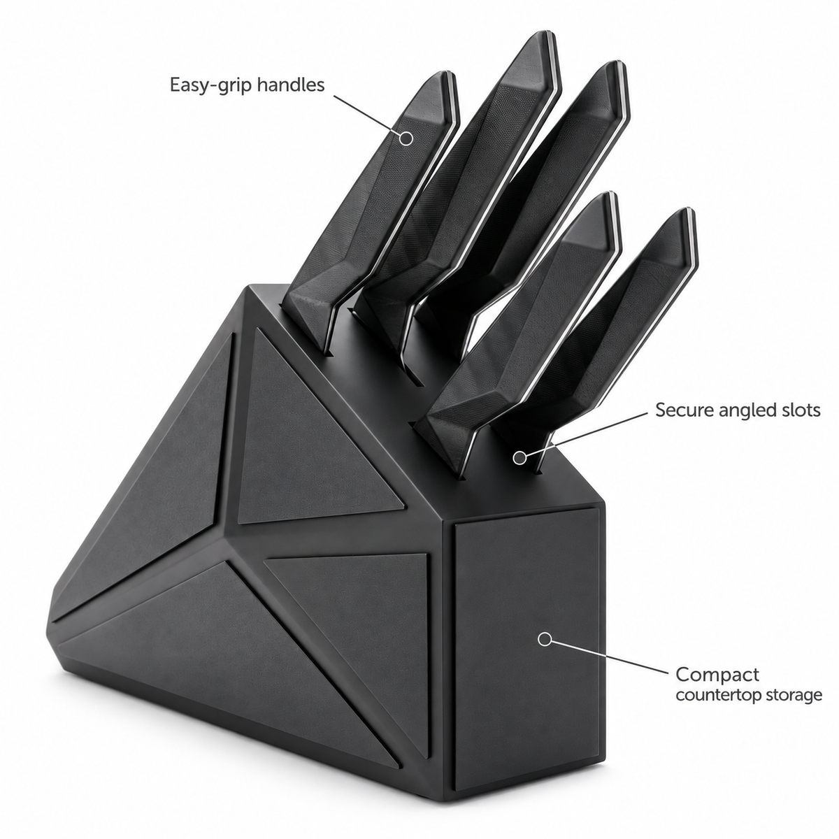 VEYUNA 5-Piece Knife Block Set, Shadow Black, High Carbon Steel, NSF Certified