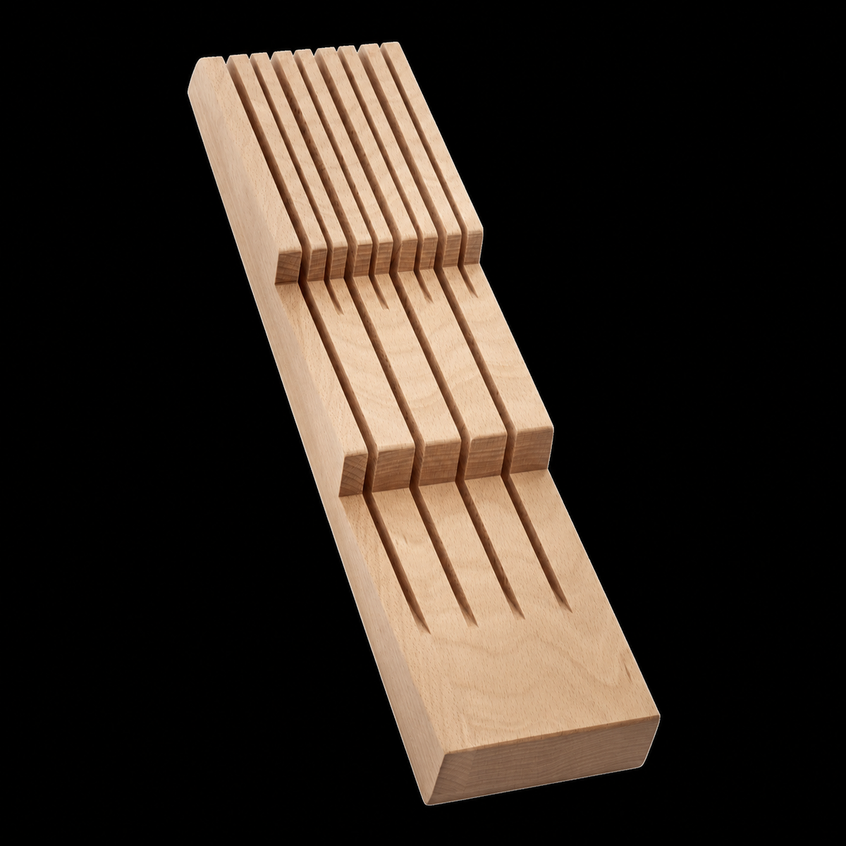 VEYUNA Knife Storage Tray - Beech Wood, Holds 8 Knives for Food Prep
