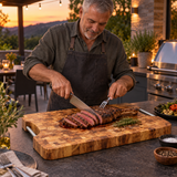 VEYUNA Teak Cutting Board, Colossal End-Grain Butcher Block with Steel Handles