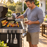 VEYUNA BBQ Tool Set 8-Piece Stainless Steel Grill Utensils with Skewers & Basting Brush