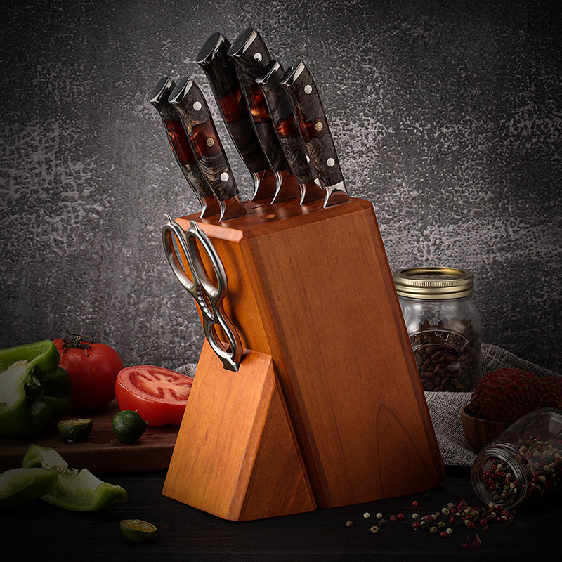 VEYUNA Knife Set – 8-Piece Damascus Steel Food Prep Set for Meat, Fish & Vegetables