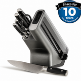 VEYUNA 6-Piece Knife Block Set with Sharpener - Stainless Steel Food Prep