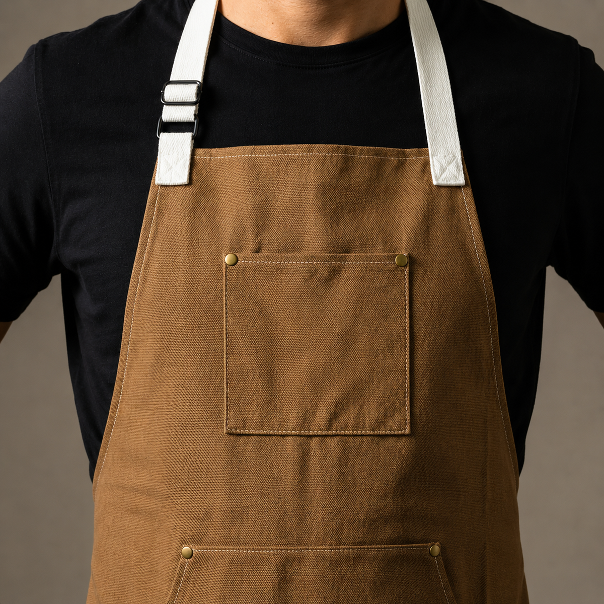 VEYUNA Meal Prep Apron – Oak Brown, Adjustable Straps & Utility Pockets