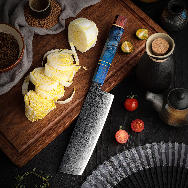VEYUNA Nakiri Knife – 7-Inch Damascus Steel Food Prep Knife for Vegetables